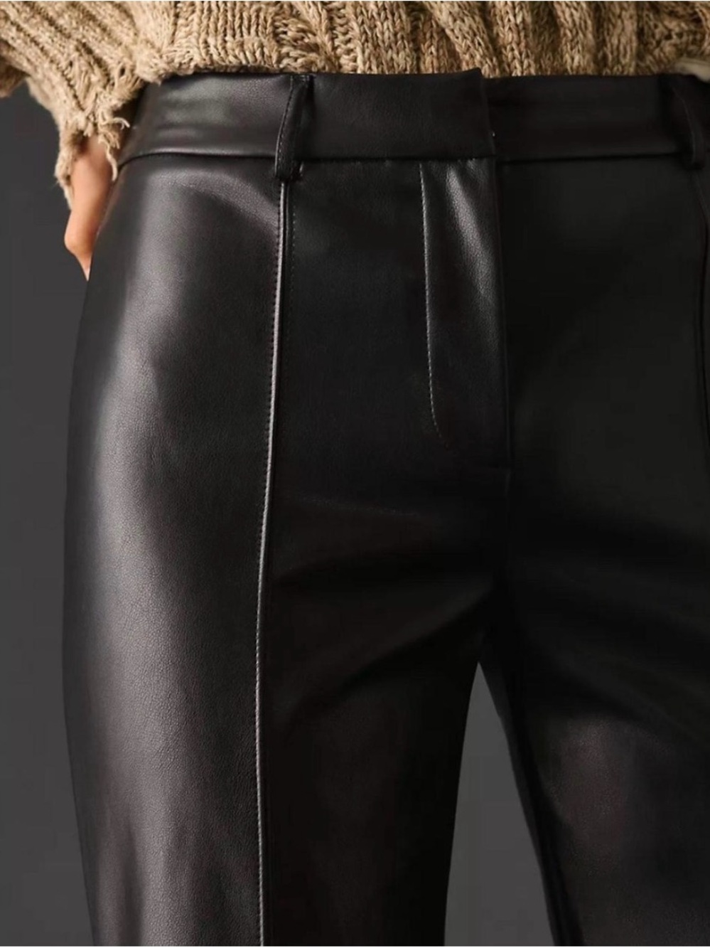Anthropologie Avec Les Filles faux leather cropped wide leg pant size L like new